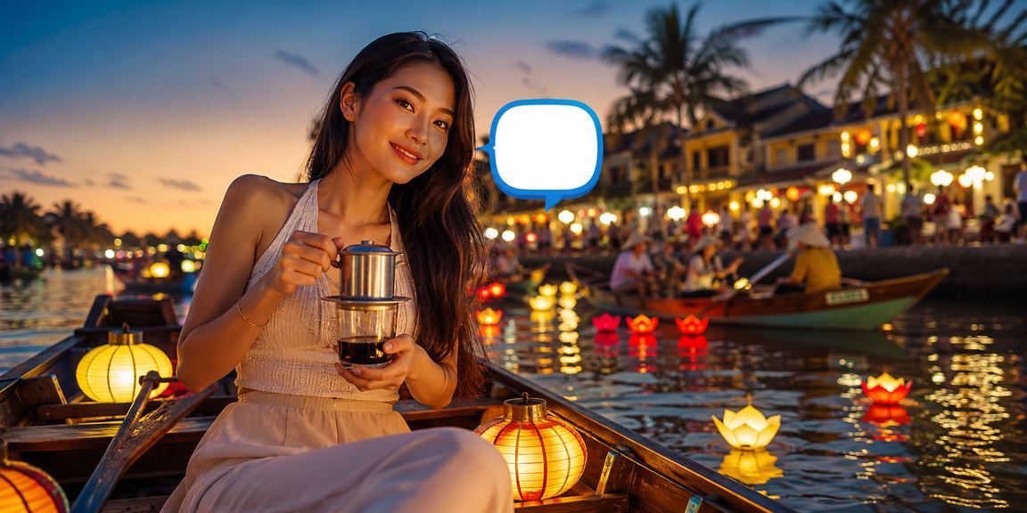 Người dùng xem kèo bóng rổ và thưởng cà phê buổi sáng tại Hội An